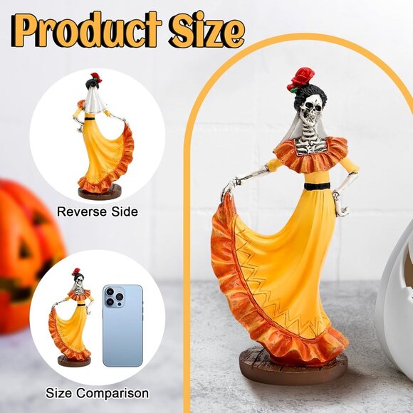 Realistic Day of The Dead Skeletons Statue Resin Figurines Halloween Decorations - Picture 3 of 7
